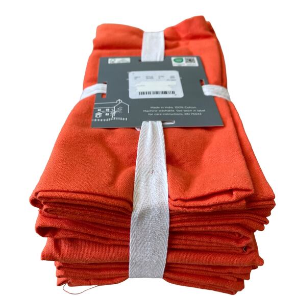 12pc Rachel Ashwell Farmhouse Cotton Dinner Napkins 18x18 Orange NEW - Picture 8 of 11